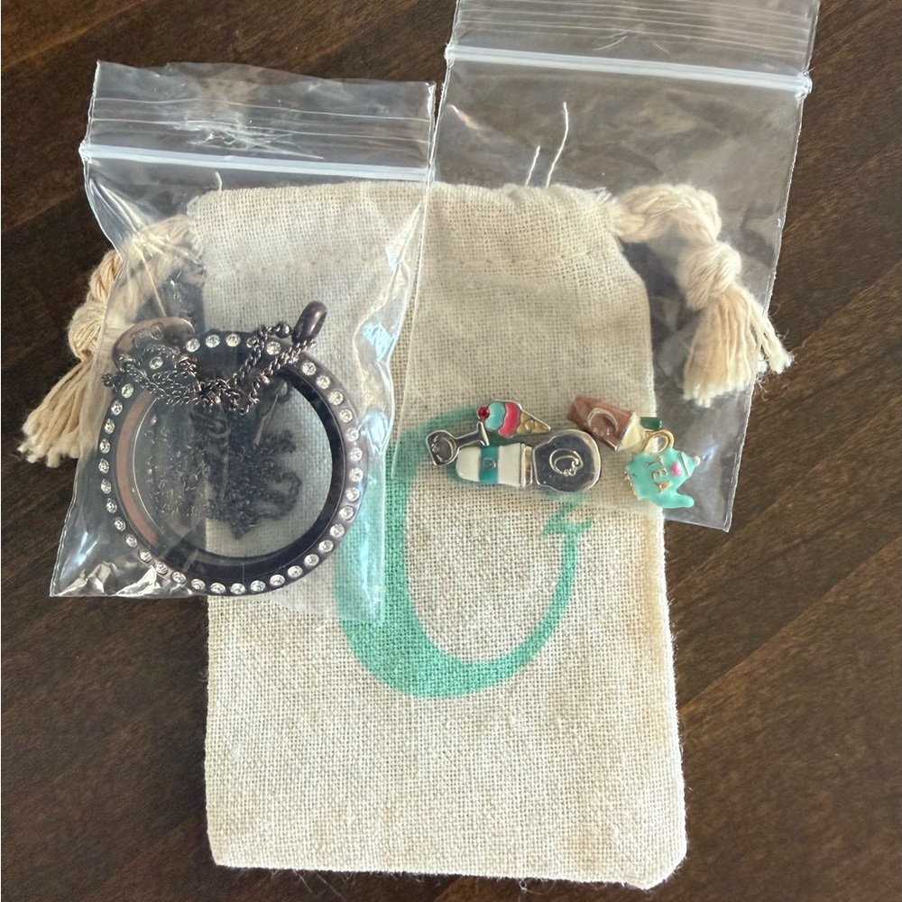 NEW Origami Owl Style Chocolate Brown Floating Charm Locket & Chain -Foodie Set - Picture 14 of 14